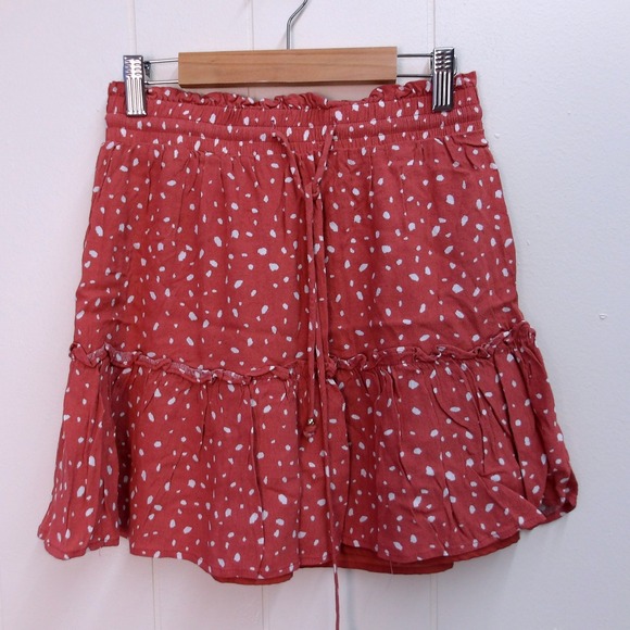 Crescent Dresses & Skirts - Tiered Mini Skirt White Dot Print Elastic Waist Summer Casual Cute Women S #8015